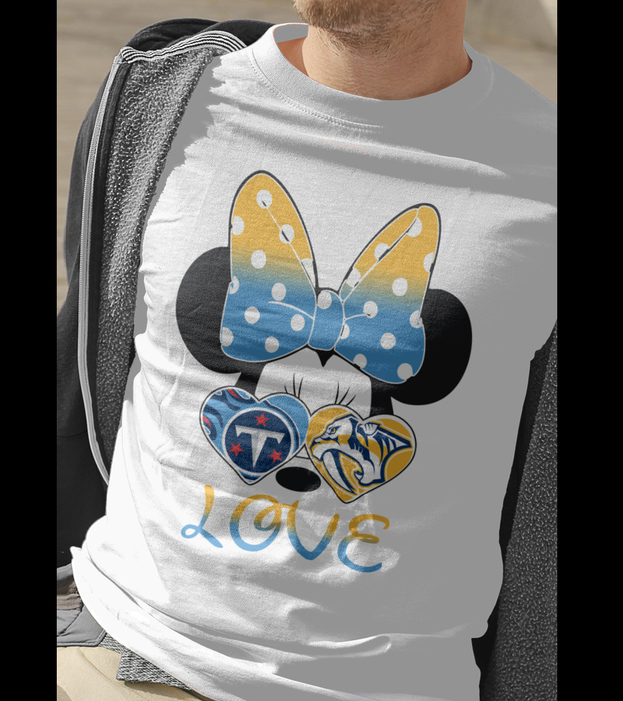 Love Minnie Ears Tennessee Titans Predators Hearts T-Shirt