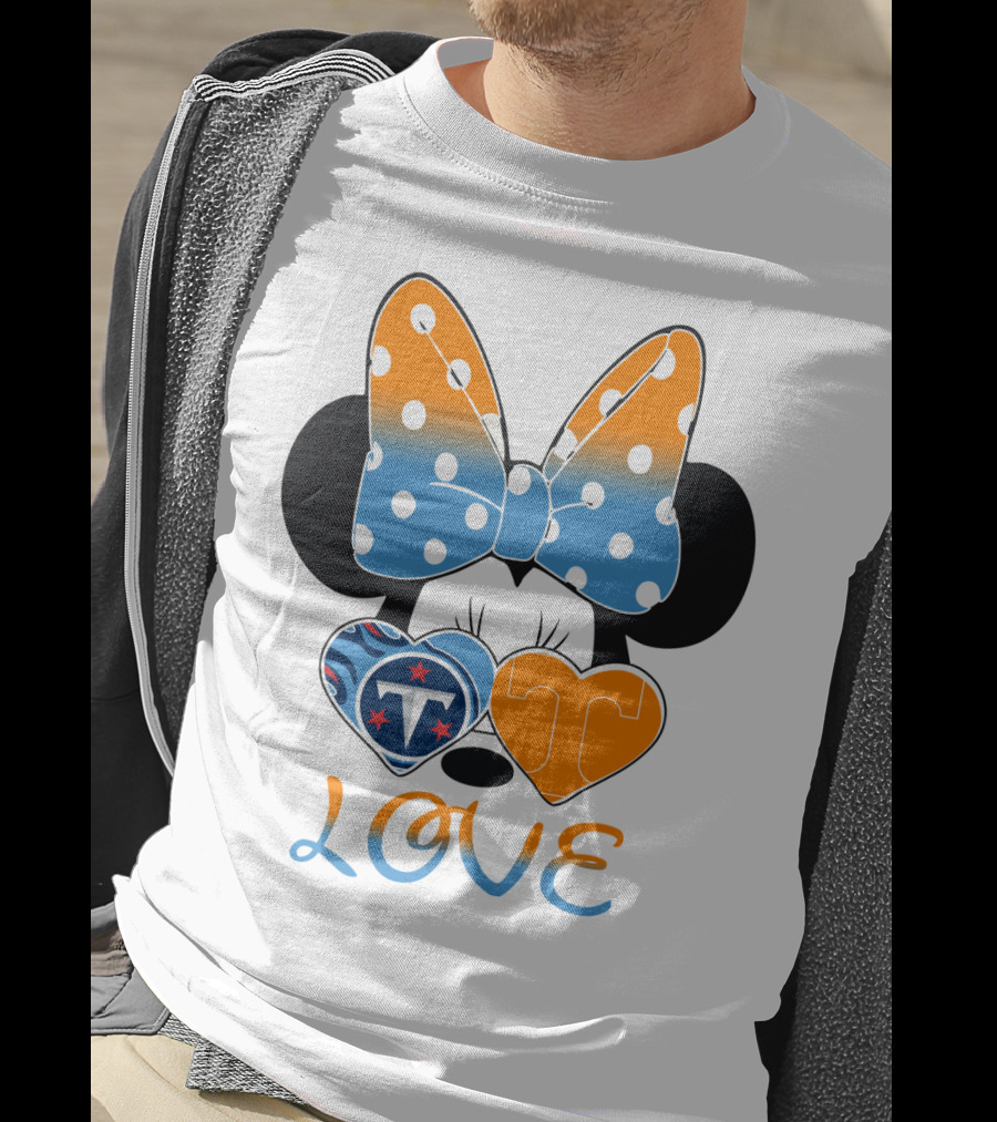 Minnie Mouse Love Tennessee Titans Hearts T-Shirt