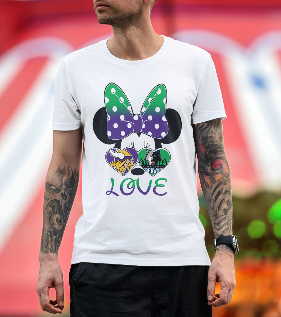 Minnesota Vikings Timberwolves Love With Bow T-Shirt