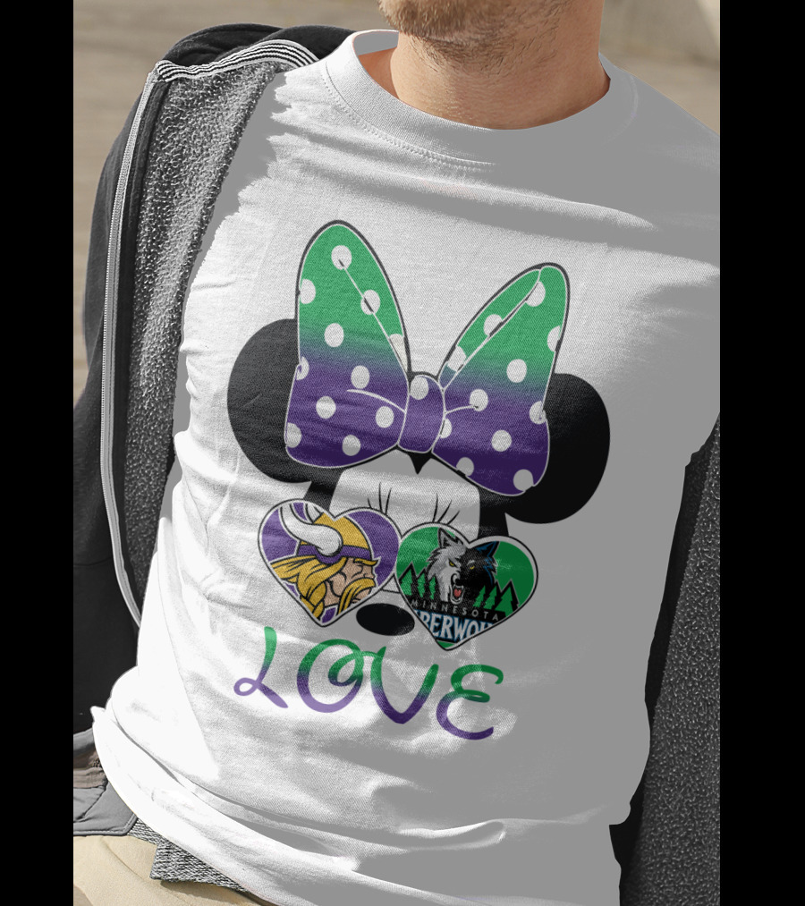 Minnesota Vikings Timberwolves Love With Bow T-Shirt