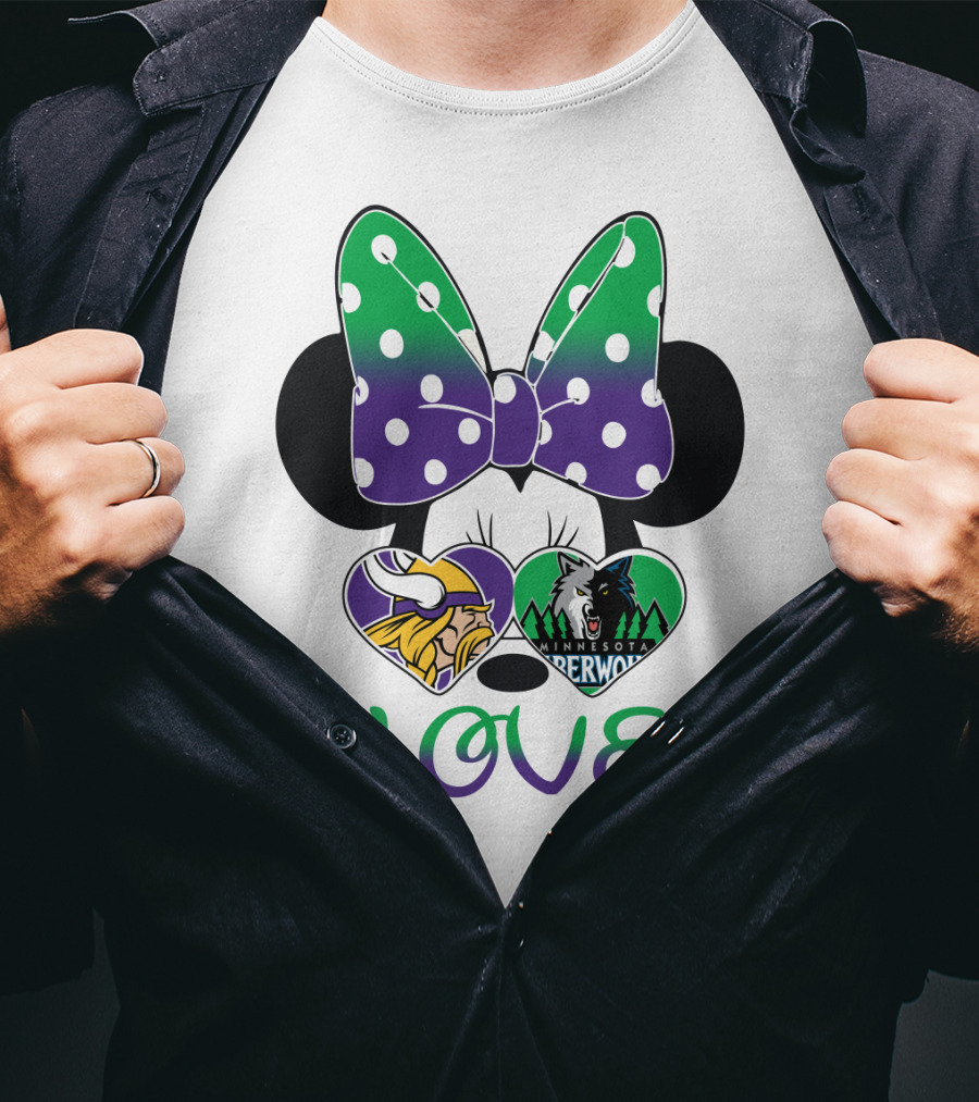 Minnesota Vikings Timberwolves Love With Bow T-Shirt