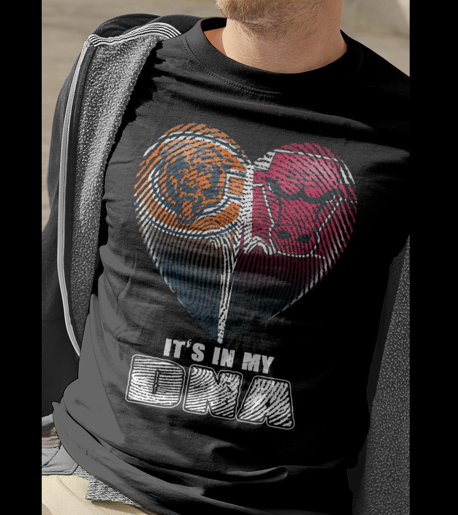 It's In My Dna Bears Bulls Heart Fingerprint 007 T-Shirt