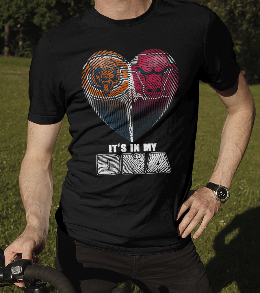 It's In My Dna Bears Bulls Heart Fingerprint 007 T-Shirt