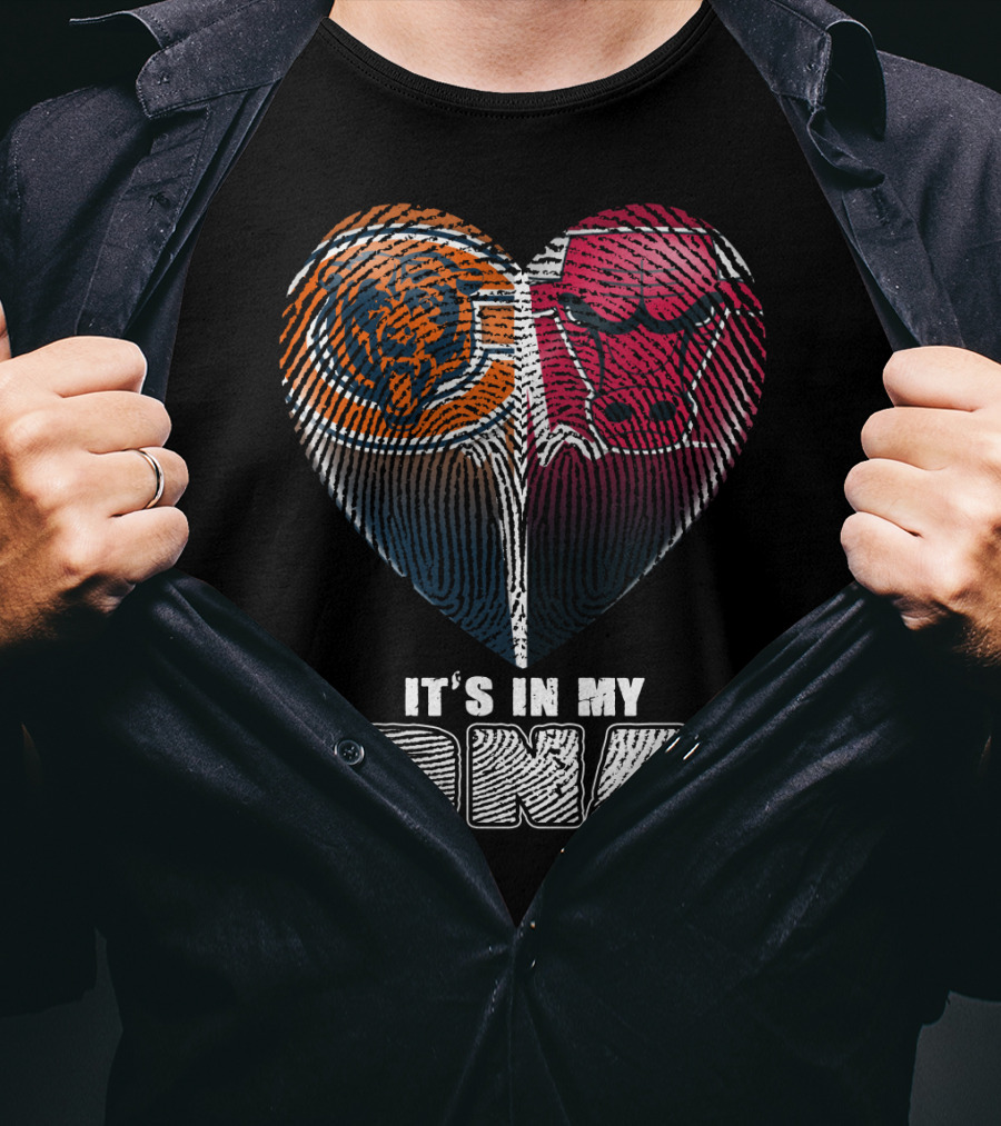 It's In My Dna Bears Bulls Heart Fingerprint 007 T-Shirt