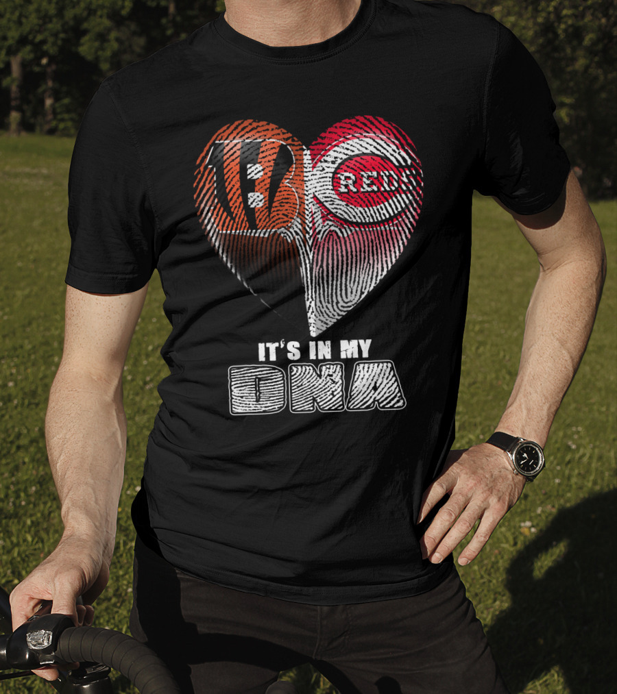 Cincinnati Bengals Reds Fan Heart It's In My Dna T-Shirt