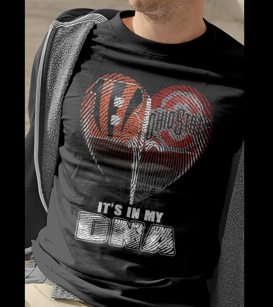 Bengals Ohio State It's In My Dna Heart Fingerprint T-Shirt