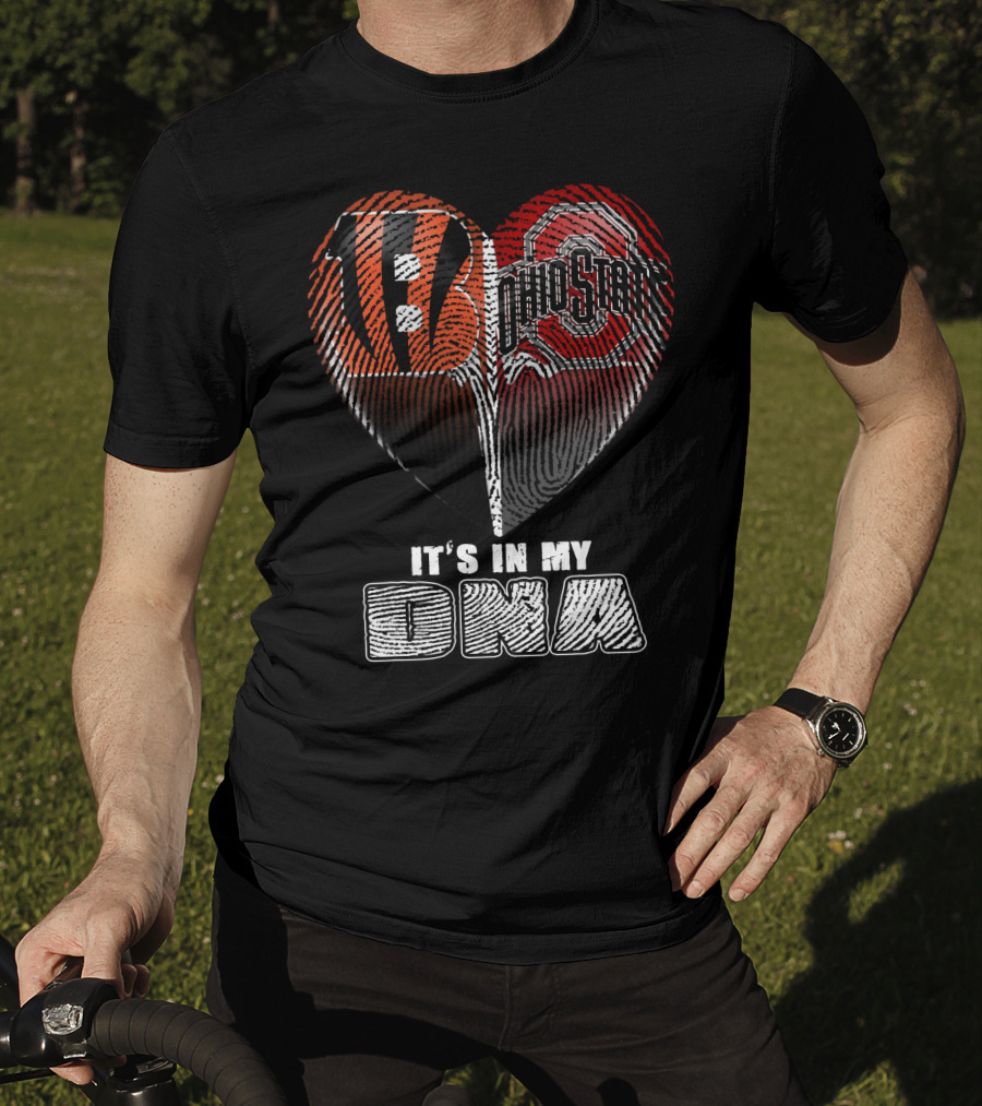 Bengals Ohio State It's In My Dna Heart Fingerprint T-Shirt