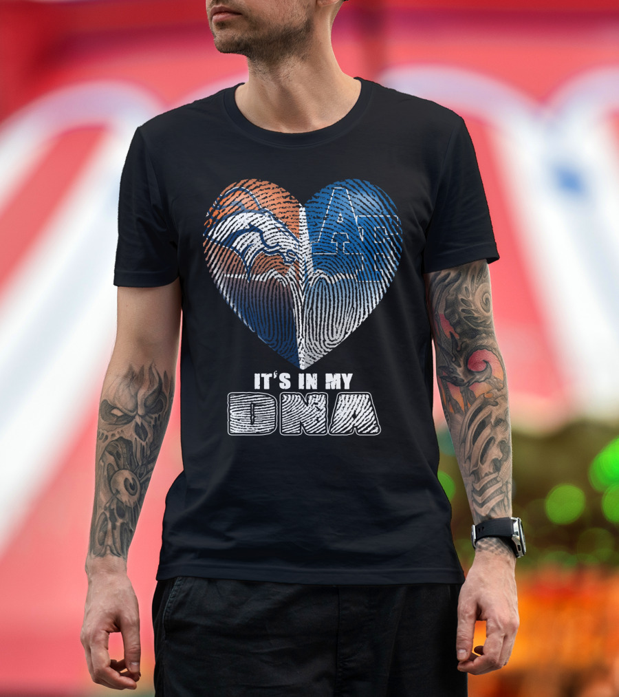 It's In My Dna Broncos Air Force Heart Fingerprint T-Shirt