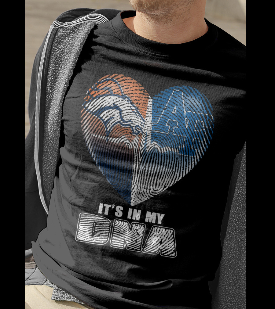 It's In My Dna Broncos Air Force Heart Fingerprint T-Shirt