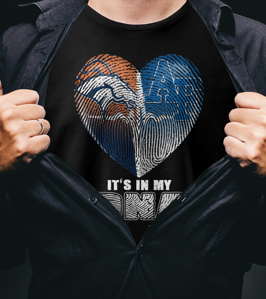 It's In My Dna Broncos Air Force Heart Fingerprint T-Shirt