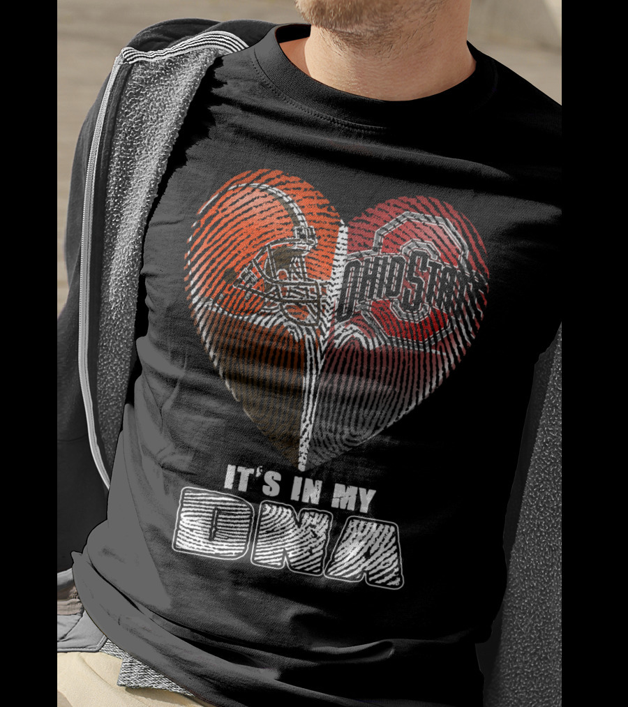 It's In My Dna Ohio State Buckeyes Cleveland Browns Heart Fingerprint T-Shirt