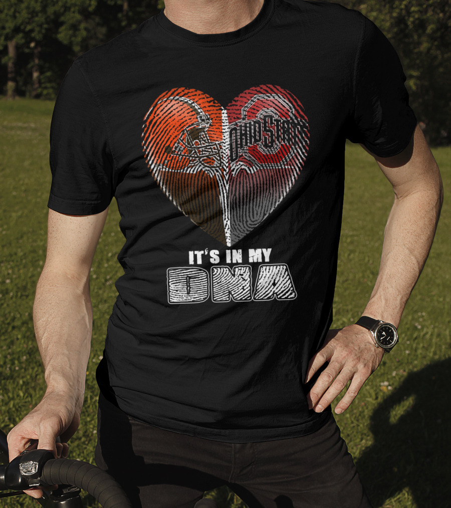 It's In My Dna Ohio State Buckeyes Cleveland Browns Heart Fingerprint T-Shirt
