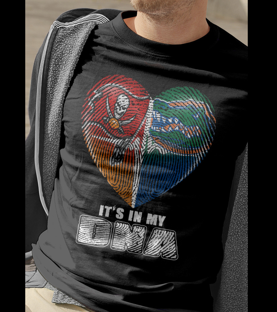 It's In My Dna Buccaneers Gators Heart Fingerprint T-Shirt