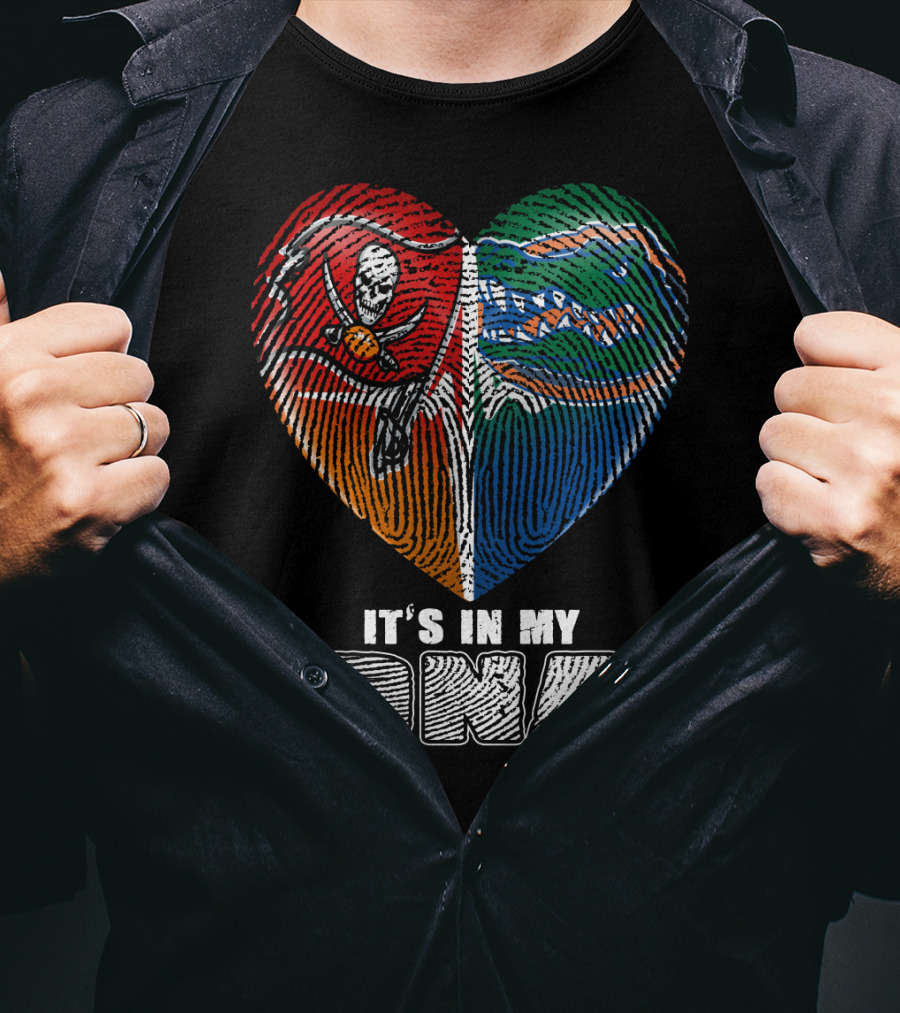 It's In My Dna Buccaneers Gators Heart Fingerprint T-Shirt