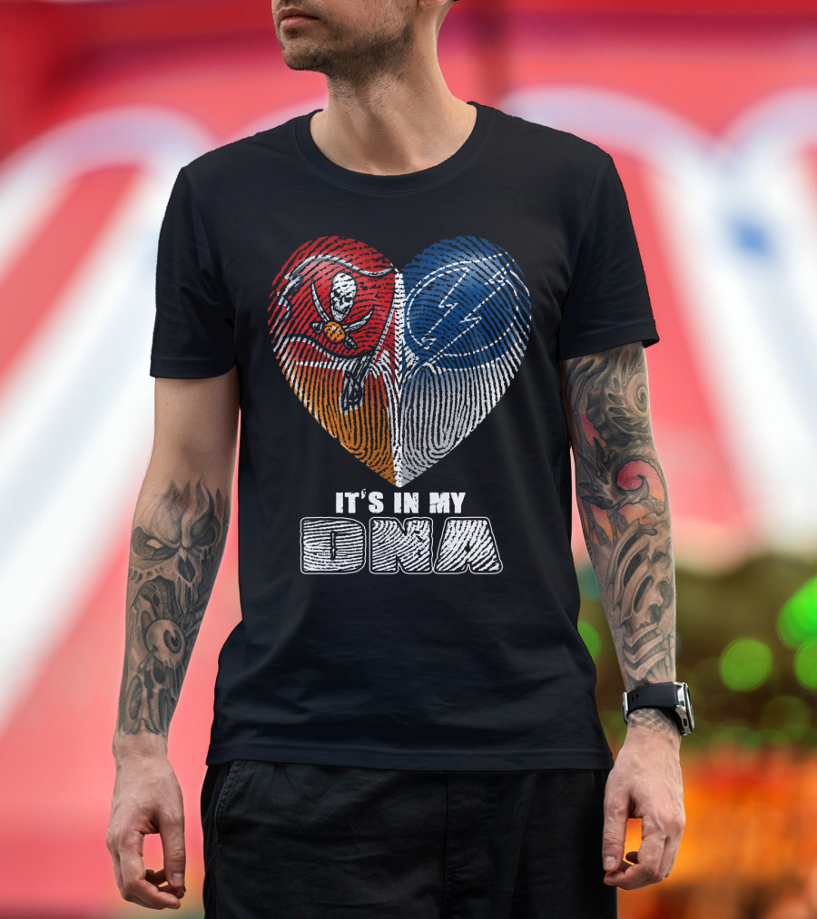 It's In My Dna Buccaneers Lightning Heart Fingerprint T-Shirt