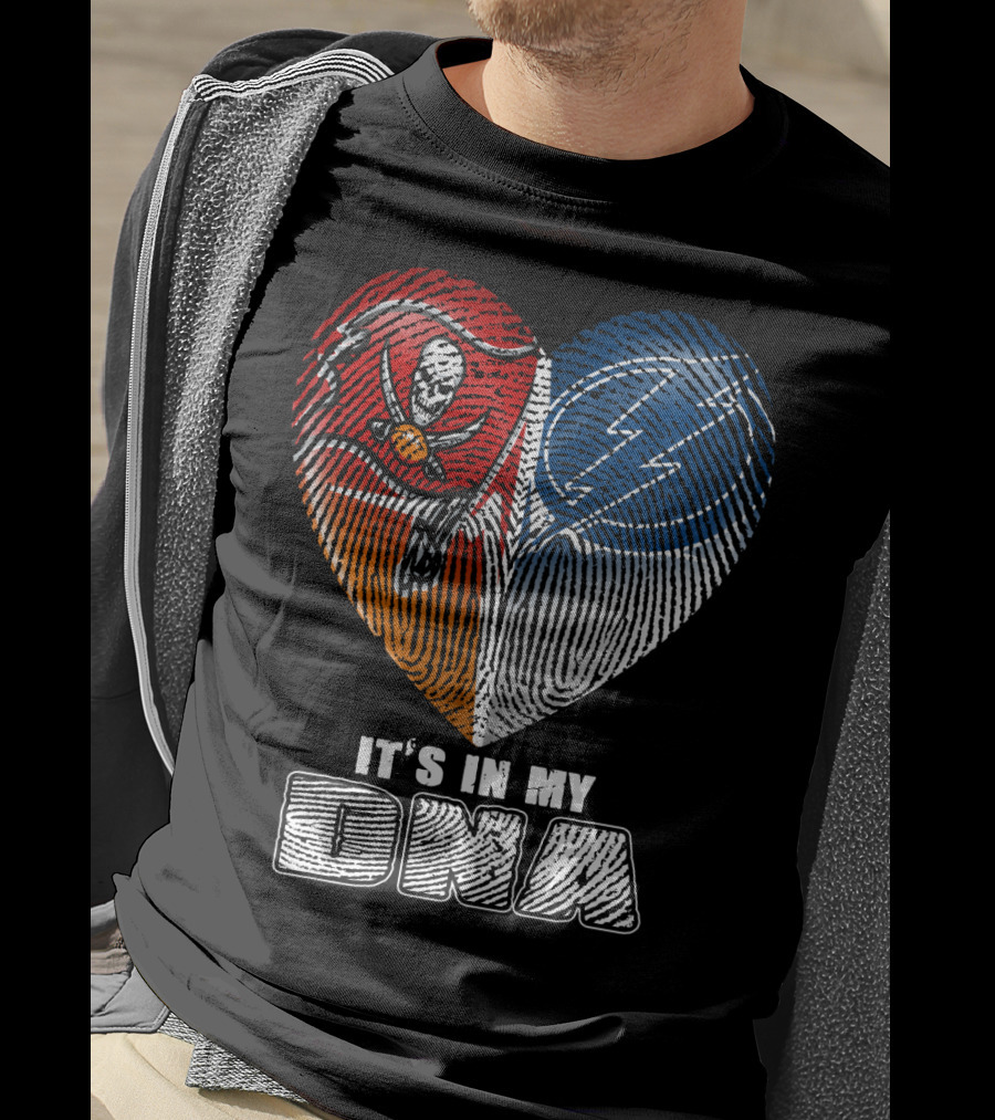 It's In My Dna Buccaneers Lightning Heart Fingerprint T-Shirt