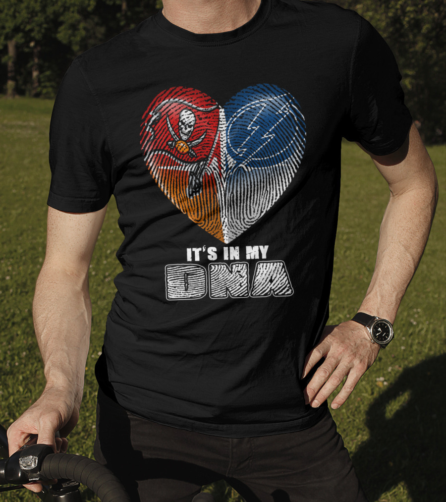 It's In My Dna Buccaneers Lightning Heart Fingerprint T-Shirt