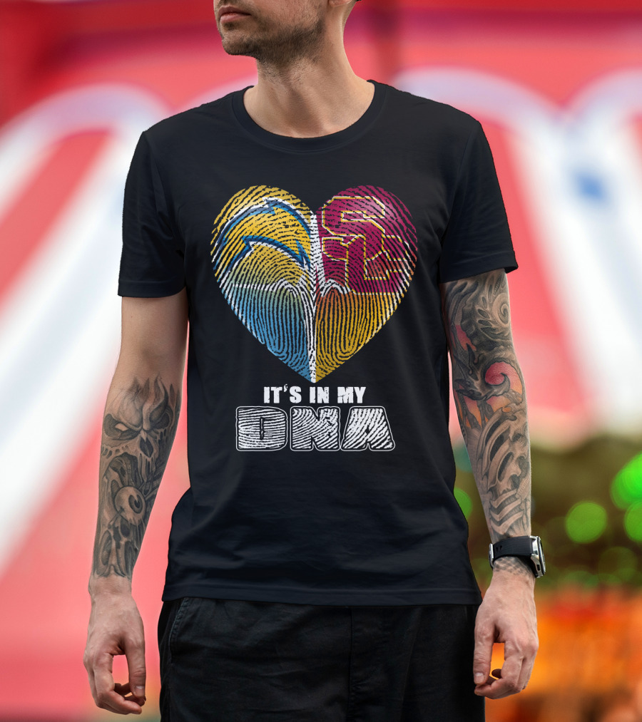 It's In My Dna Chargers Usc Fingerprint Heart T-Shirt