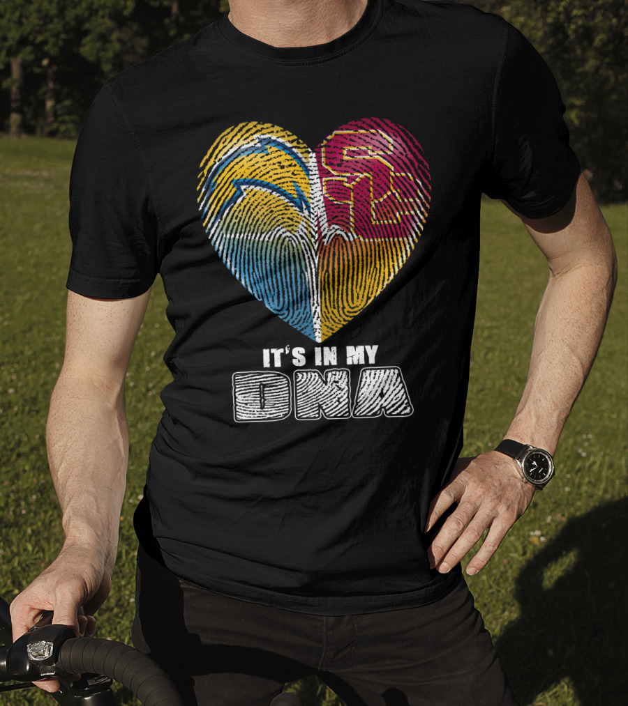 It's In My Dna Chargers Usc Fingerprint Heart T-Shirt