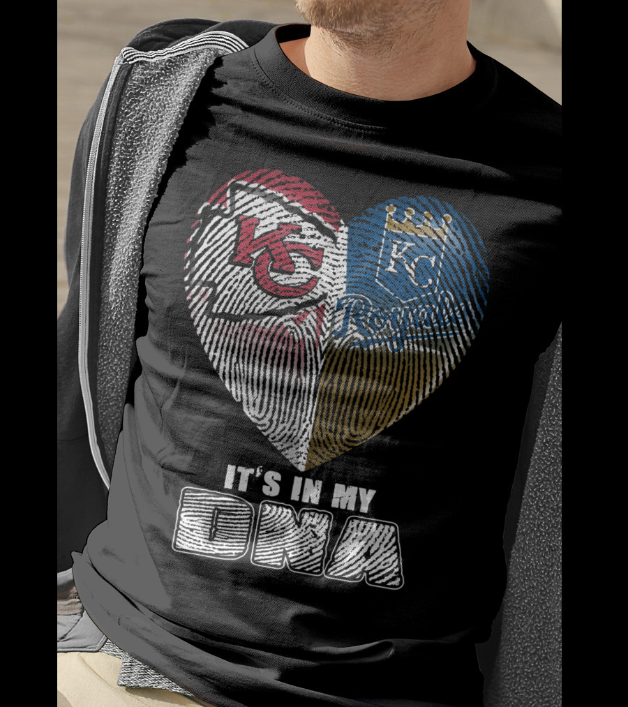 It's In My Dna Kansas City Chiefs Royals Heart Fingerprint T-Shirt