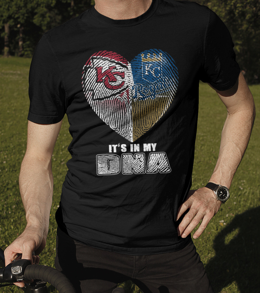 It's In My Dna Kansas City Chiefs Royals Heart Fingerprint T-Shirt