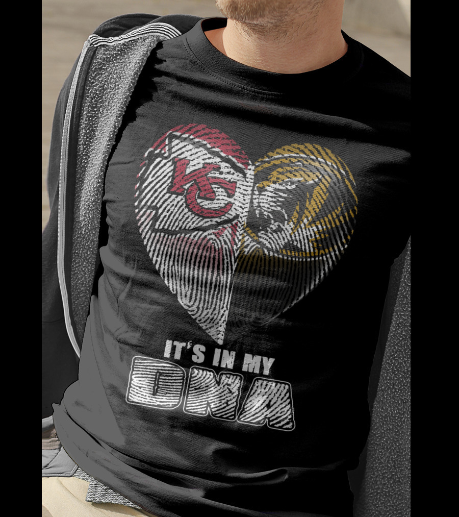 It's In My Dna Kc Chiefs Heartprint Tigers Fan Pride T-Shirt