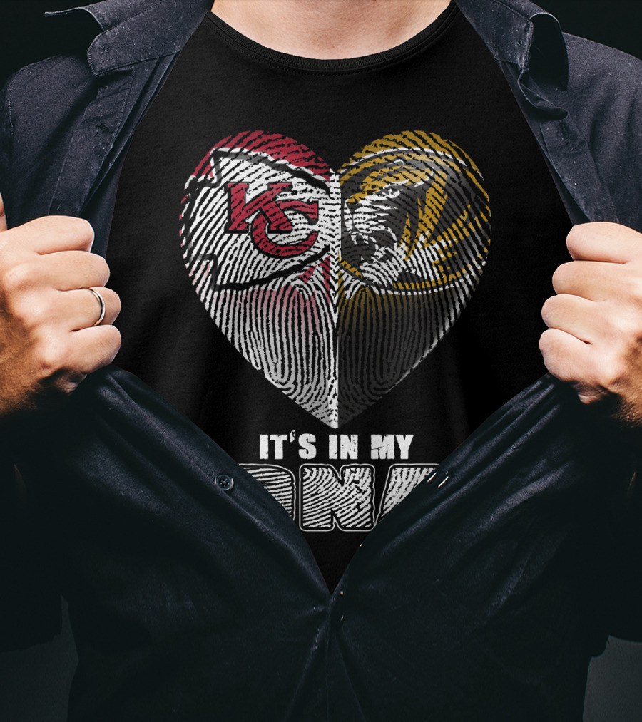 It's In My Dna Kc Chiefs Heartprint Tigers Fan Pride T-Shirt