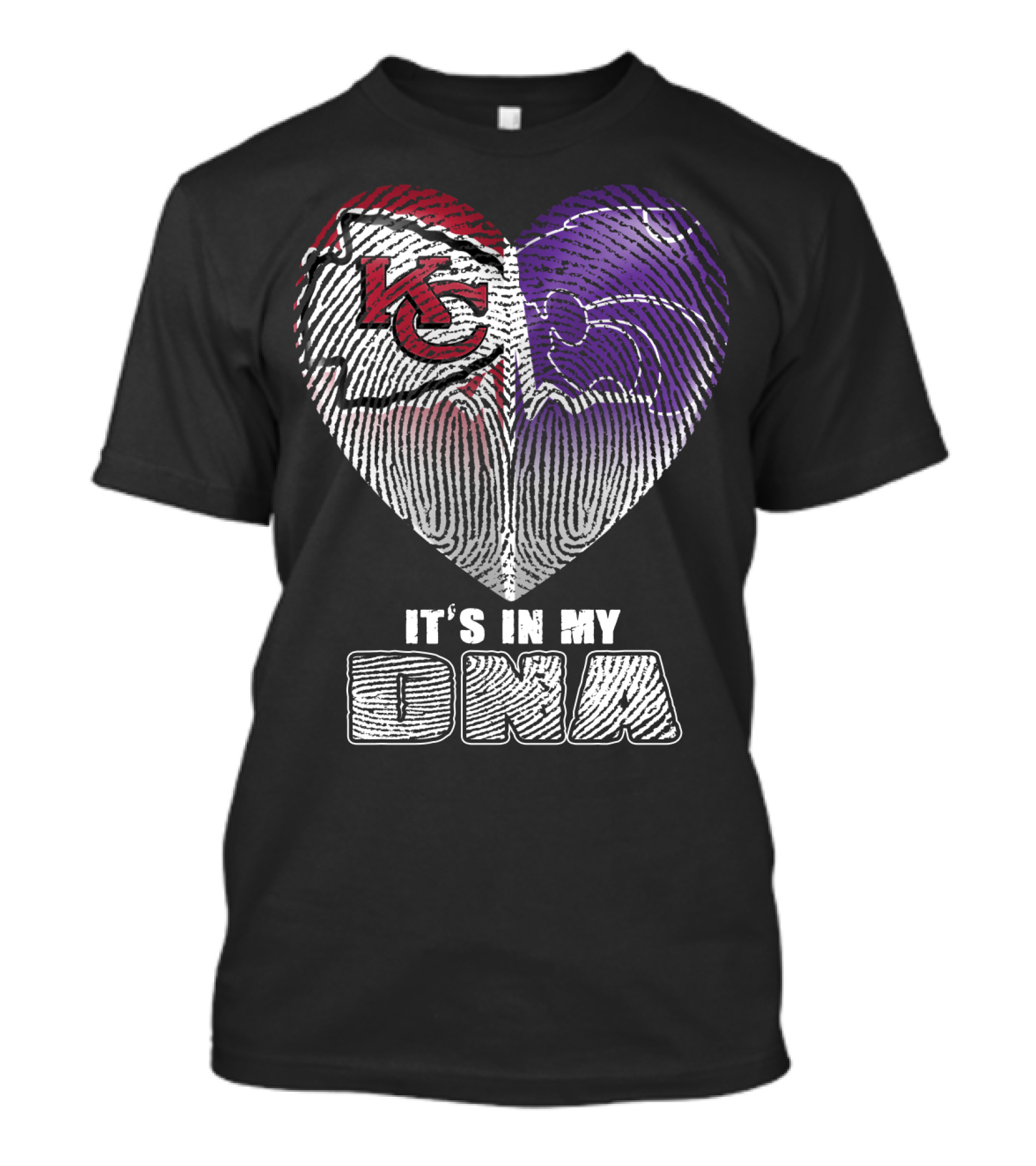 It's In My Dna Kc Chiefs K-State Wildcats Heart T-Shirt