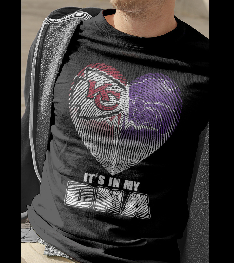 It's In My Dna Kc Chiefs K-State Wildcats Heart T-Shirt