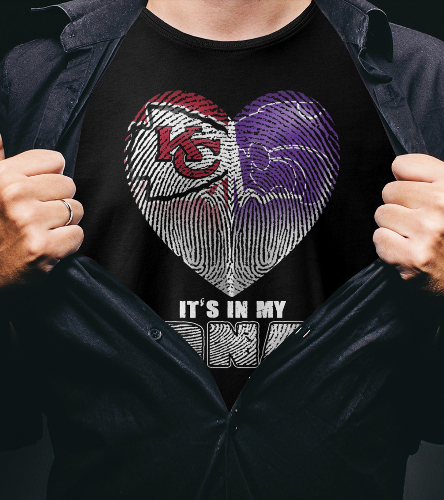 It's In My Dna Kc Chiefs K-State Wildcats Heart T-Shirt