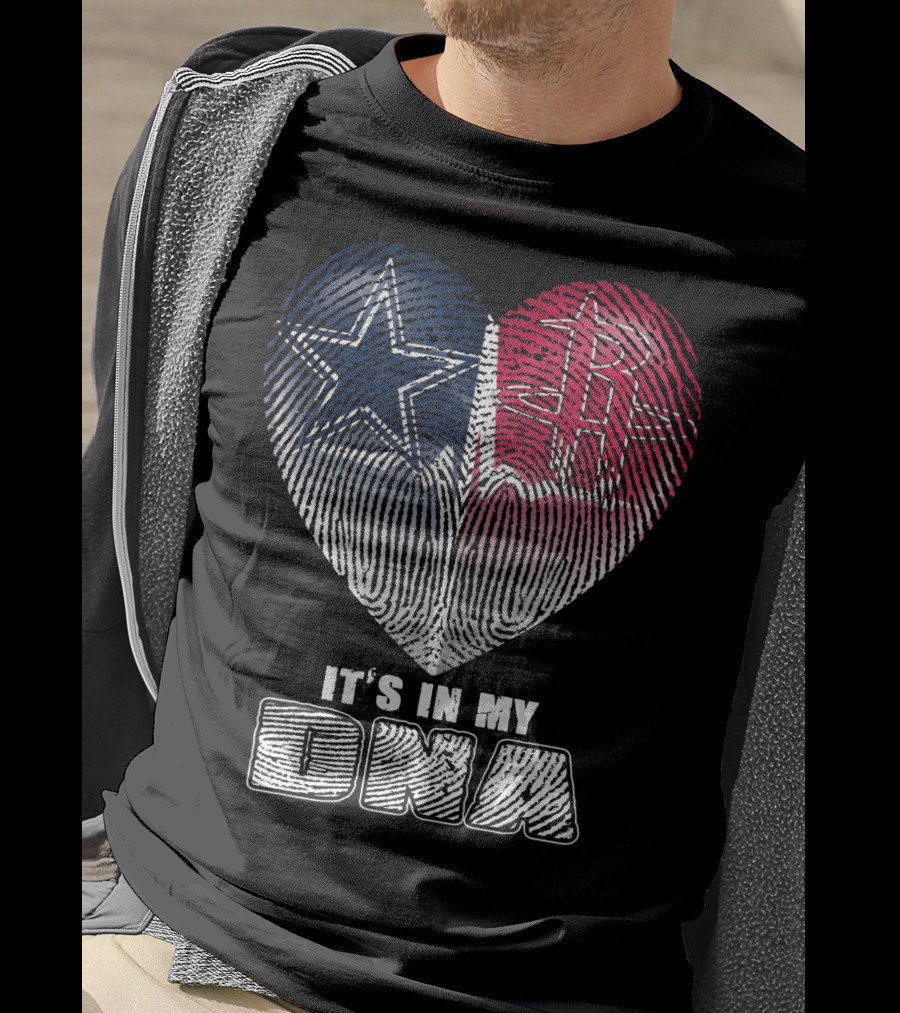 It's In My Dna Dallas Houston Heart Fingerprint T-Shirt
