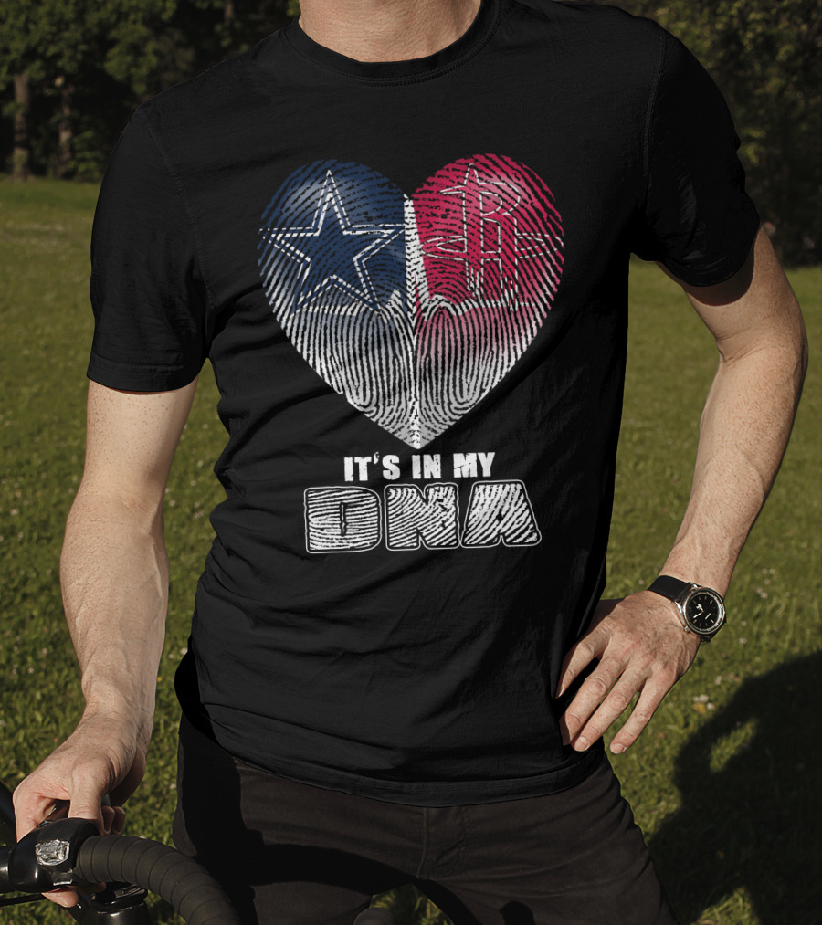 It's In My Dna Dallas Houston Heart Fingerprint T-Shirt
