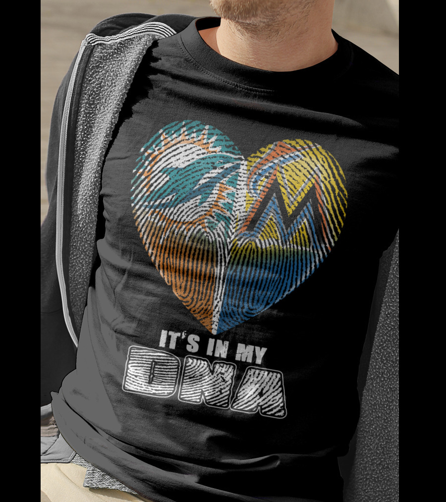 Miami Dolphins Marlins Heart It's In My Dna T-Shirt