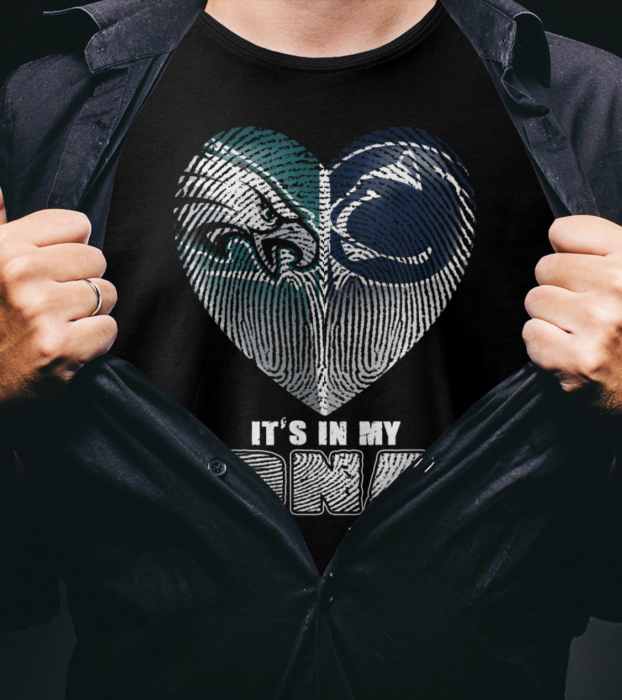 It's In My Dna Eagles Penn State Heart Fingerprint T-Shirt