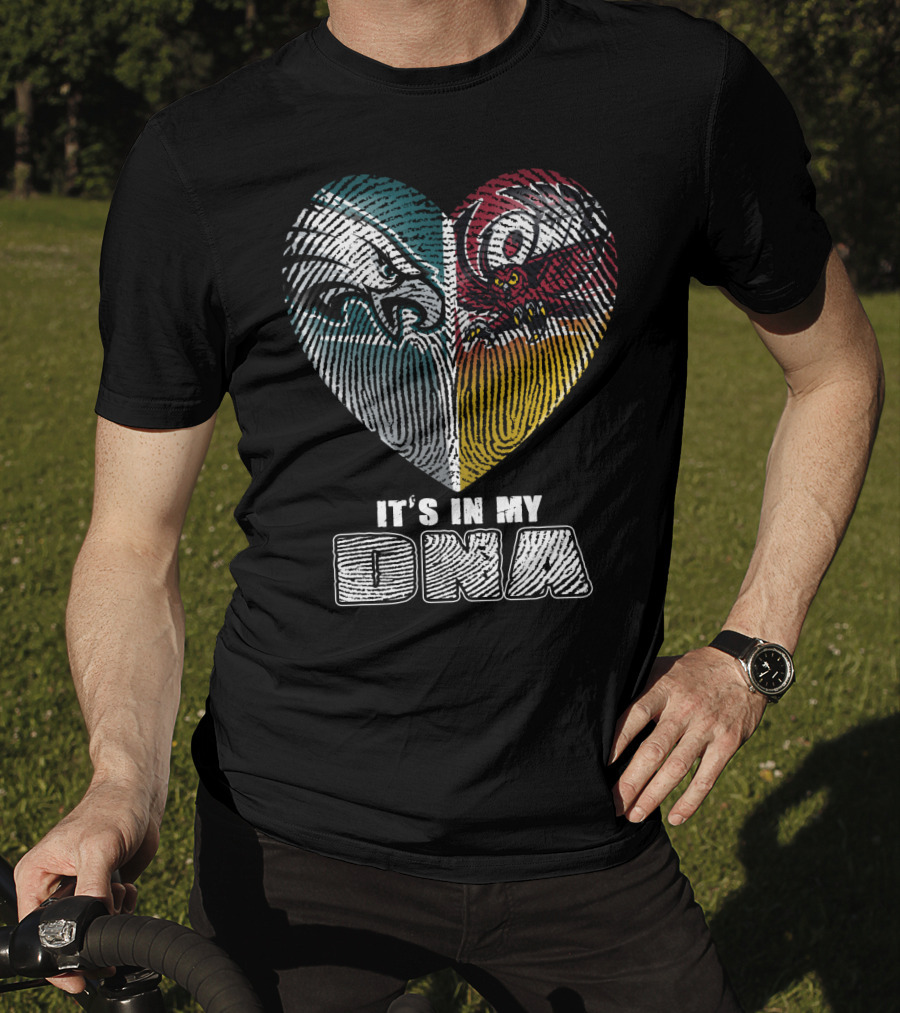 It's In My Dna Eagles Hurricanes Heart Fingerprint T-Shirt
