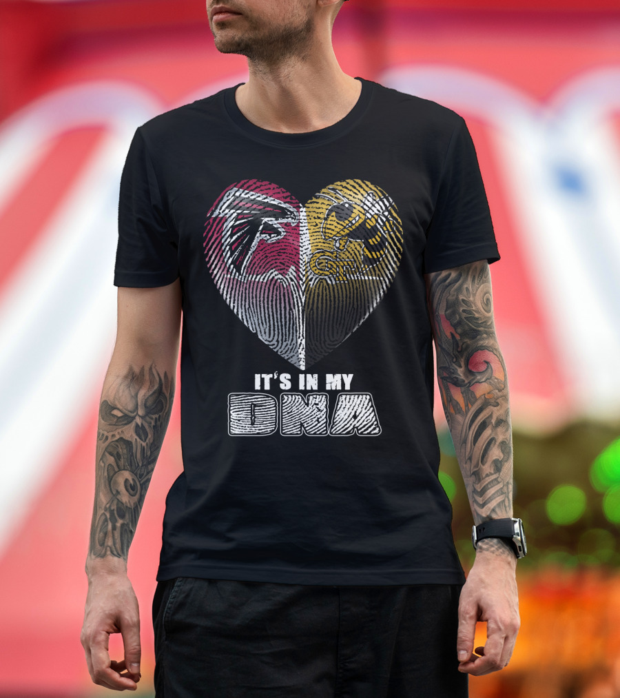 It's In My Dna Falcons Georgia Tech Heart Fingerprint T-Shirt