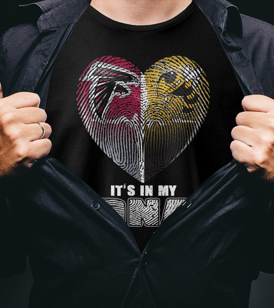It's In My Dna Falcons Georgia Tech Heart Fingerprint T-Shirt