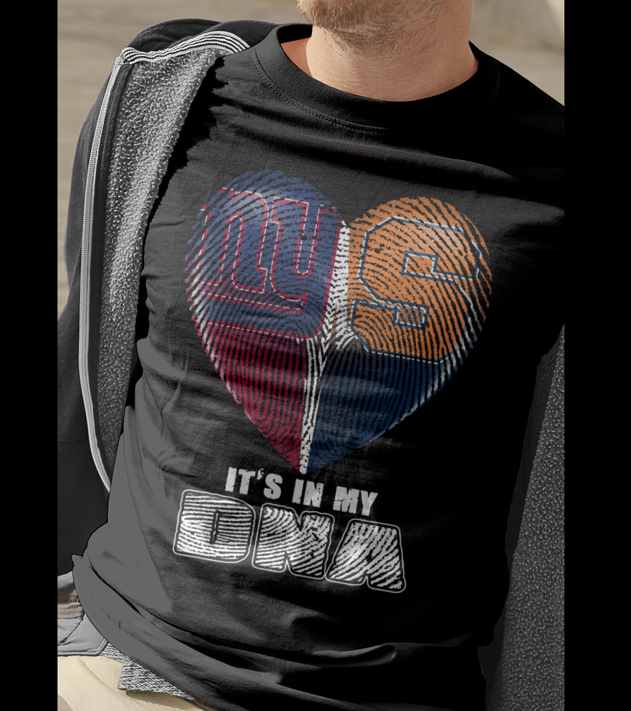 It's In My Dna New York Giants Syracuse Football Heart Fingerprint T-Shirt