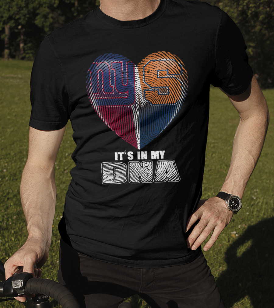 It's In My Dna New York Giants Syracuse Football Heart Fingerprint T-Shirt