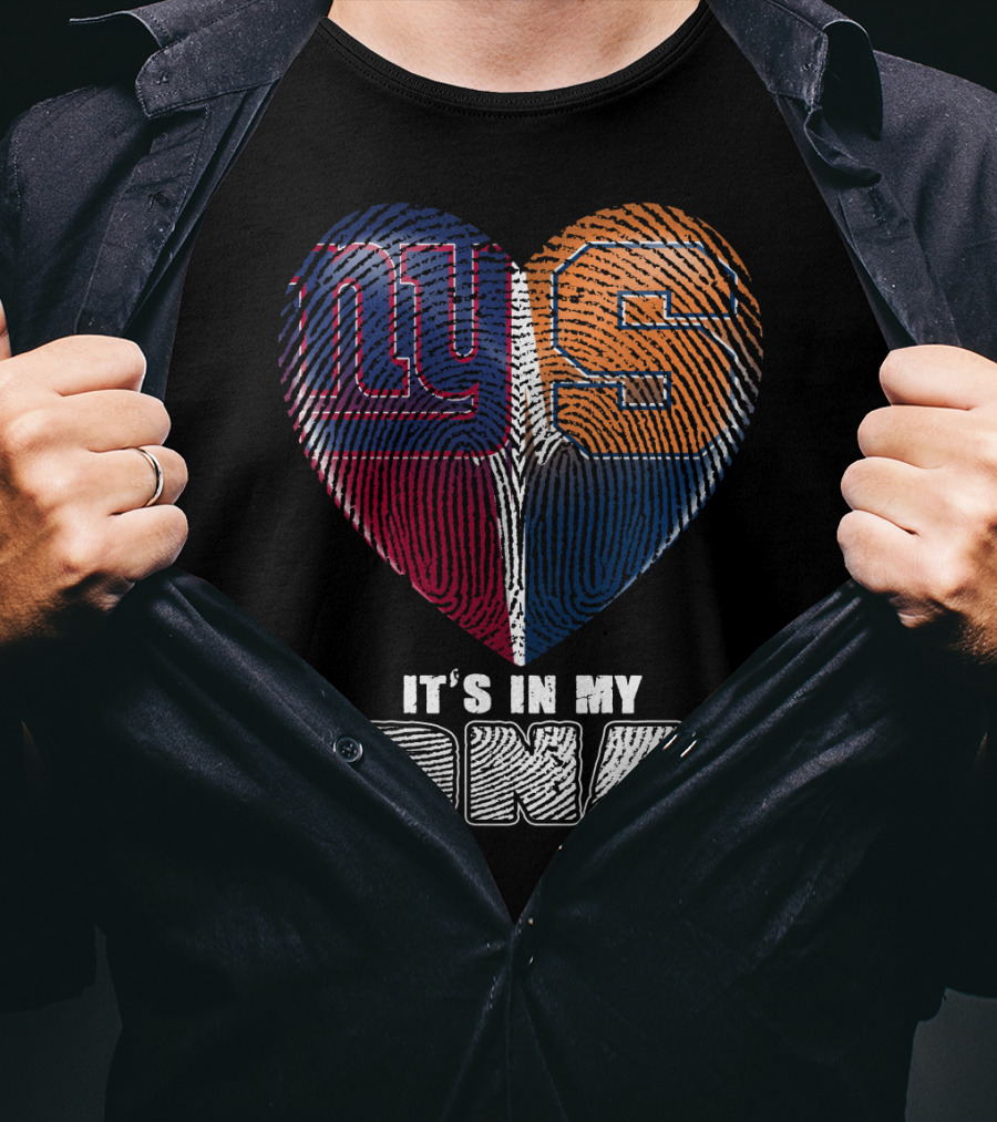 It's In My Dna New York Giants Syracuse Football Heart Fingerprint T-Shirt