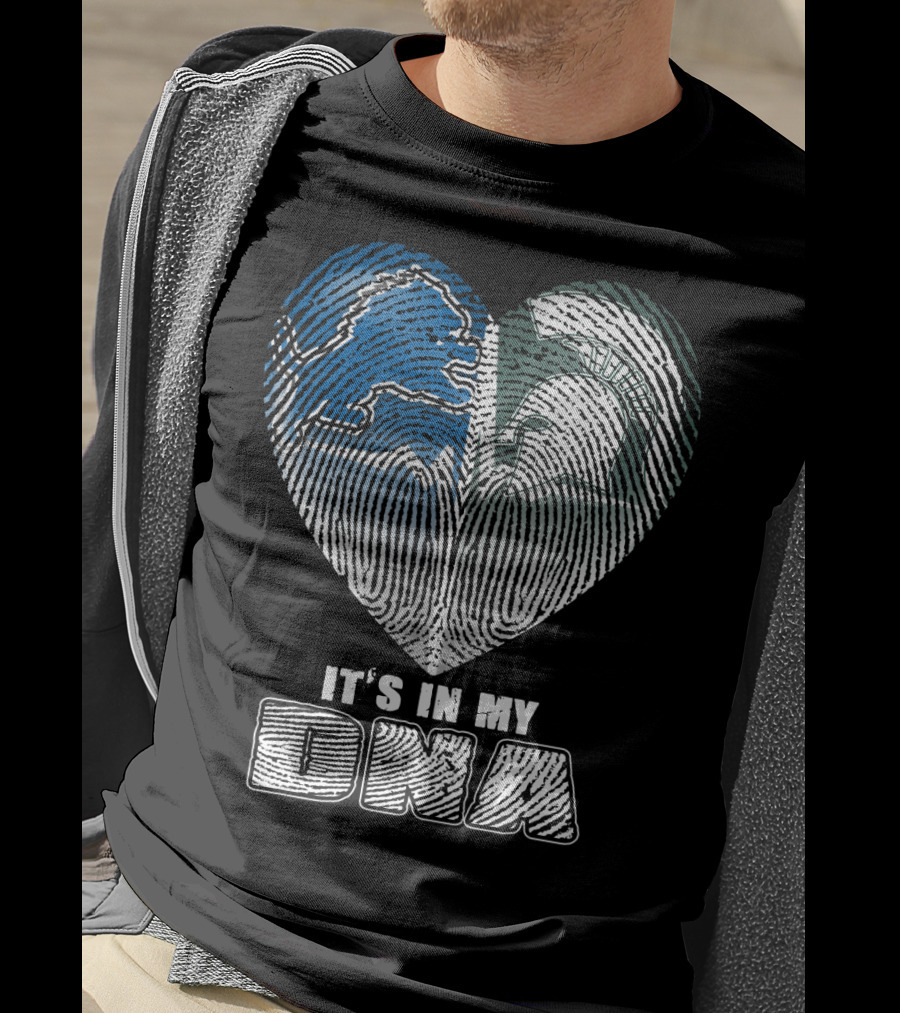 It's In My Dna Detroit Lions Michigan State Fingerprint Heart T-Shirt