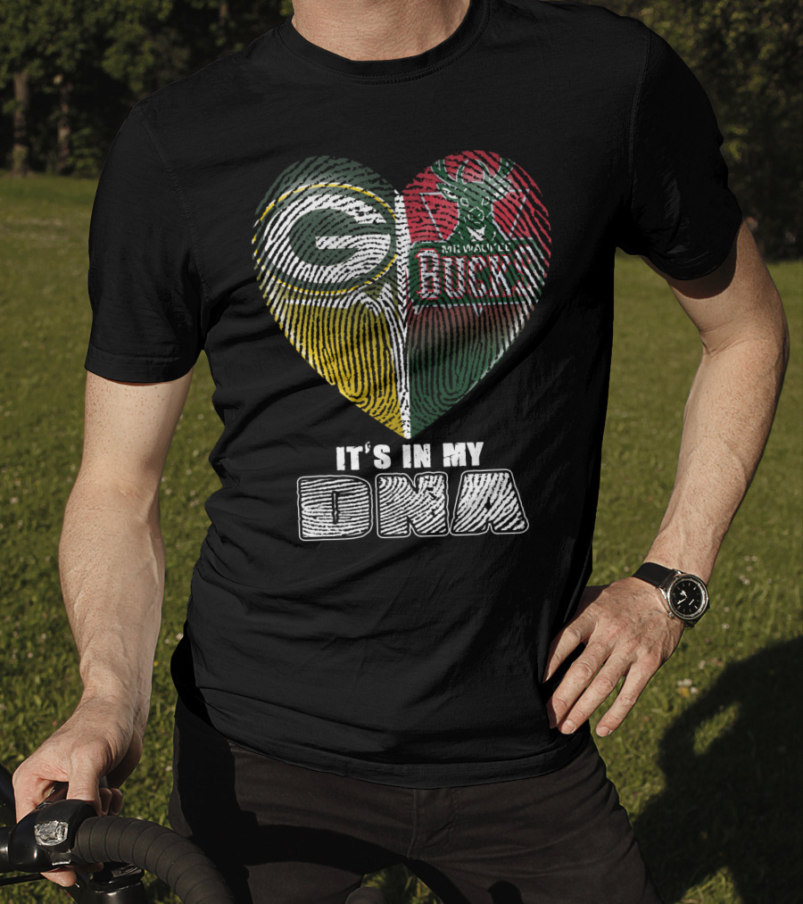 Green Bay Packers Milwaukee Bucks It's In My Dna T-Shirt