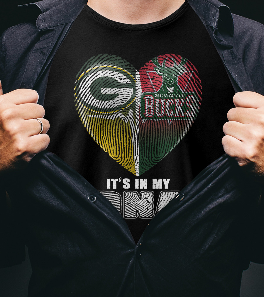 Green Bay Packers Milwaukee Bucks It's In My Dna T-Shirt