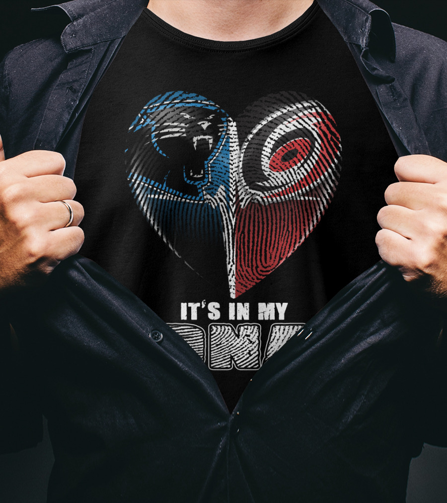 Carolina Panthers And Hurricanes It's In My Dna Heartprint T-Shirt