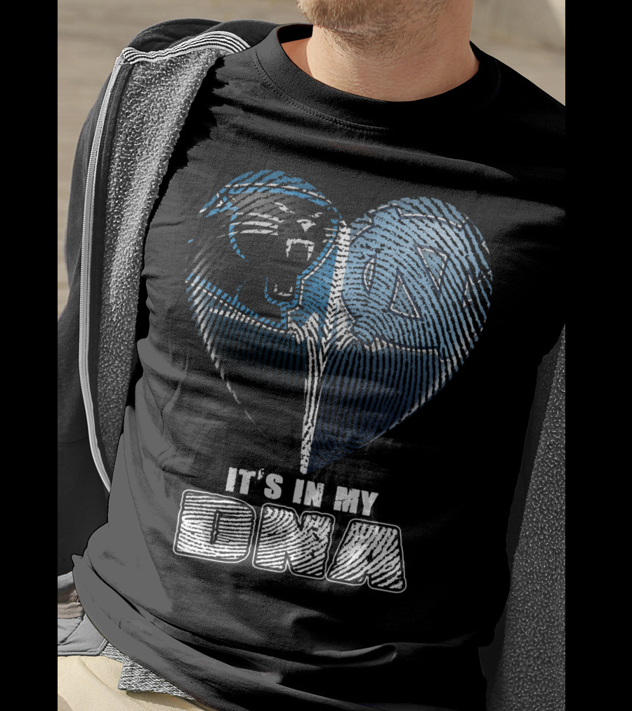 It's In My Dna Carolina Panthers North Carolina Tar Heels Heart Fingerprint T-Shirt