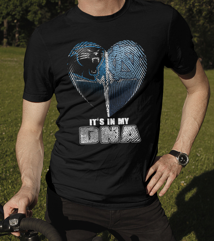 It's In My Dna Carolina Panthers North Carolina Tar Heels Heart Fingerprint T-Shirt