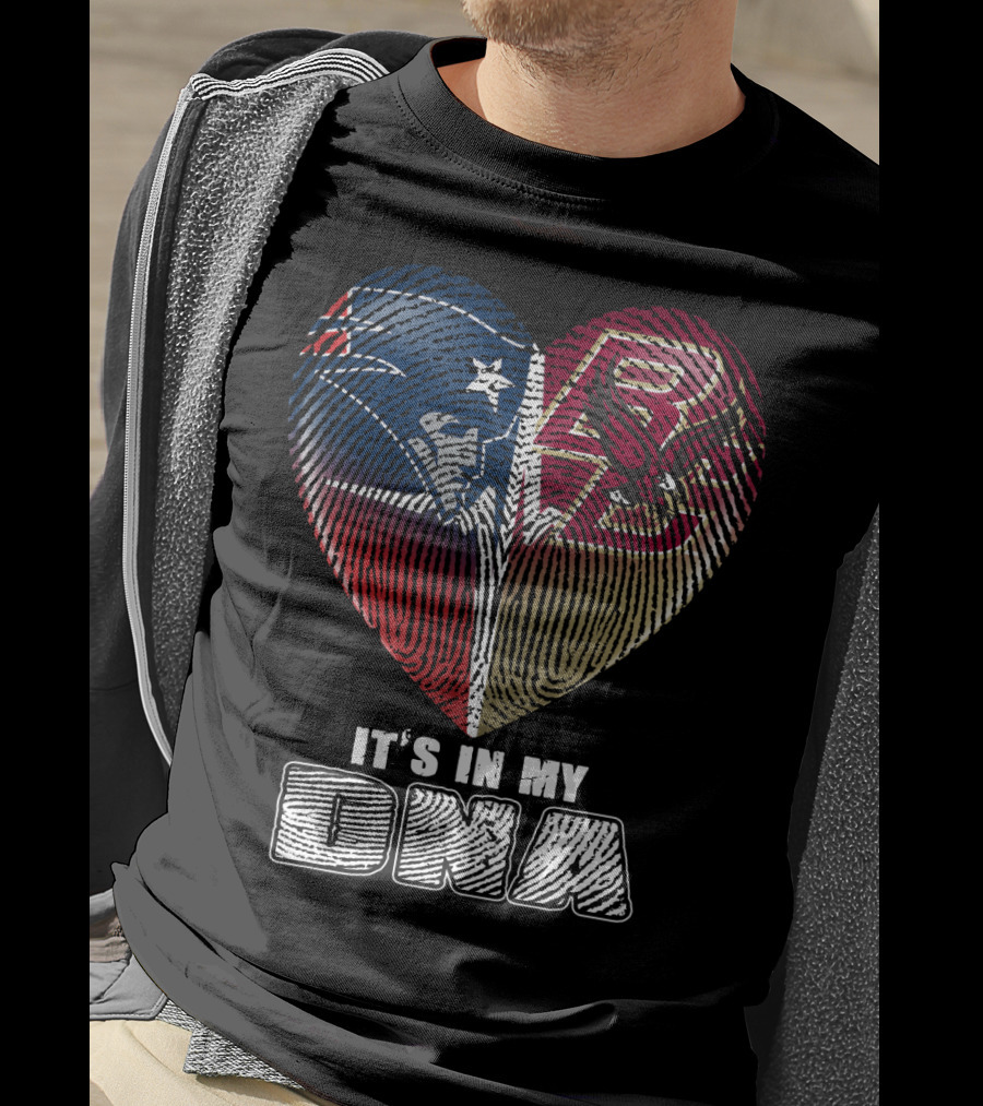It's In My Dna Patriots Boston College Heart Fingerprint T-Shirt