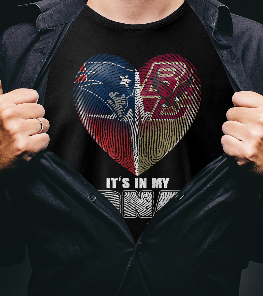It's In My Dna Patriots Boston College Heart Fingerprint T-Shirt