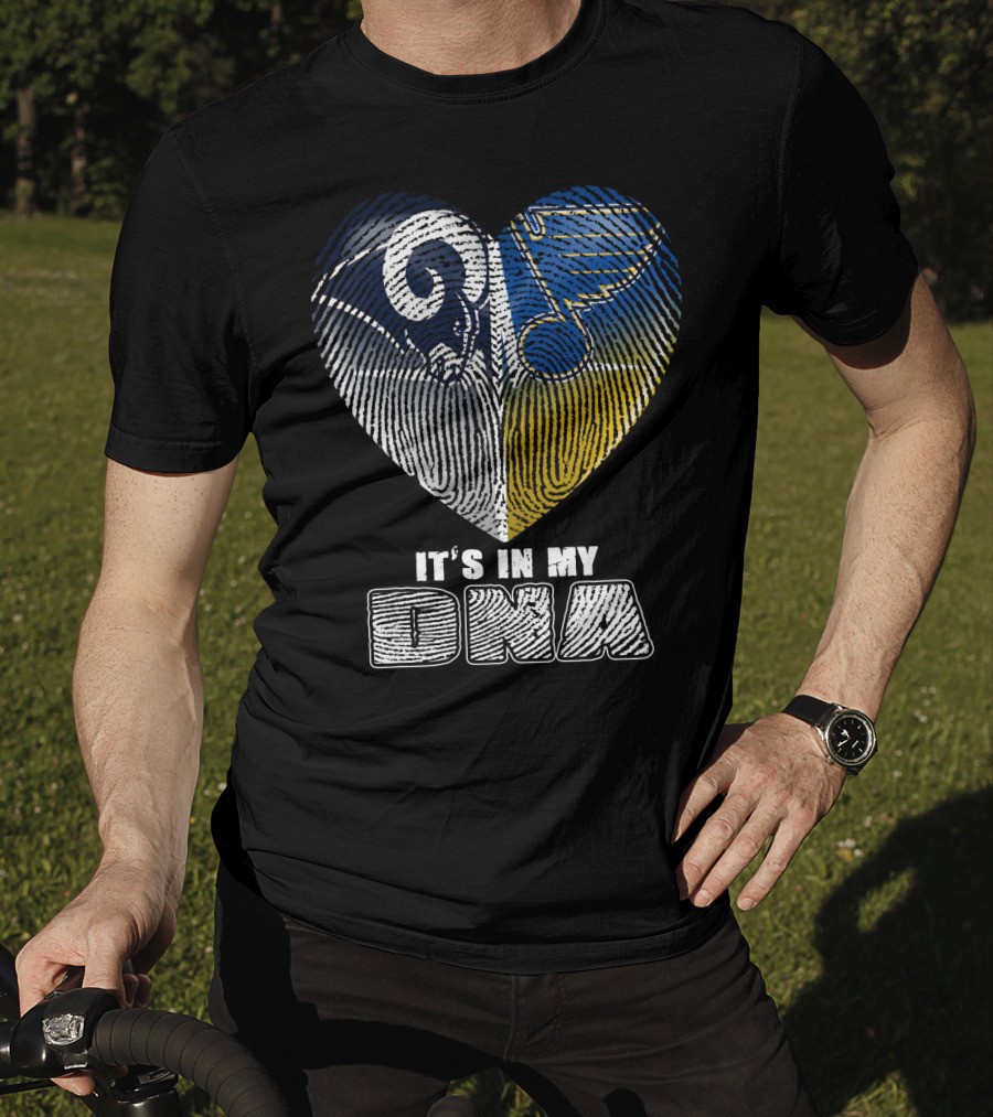 It's In My Dna Rams Blues Heart Fingerprint T-Shirt