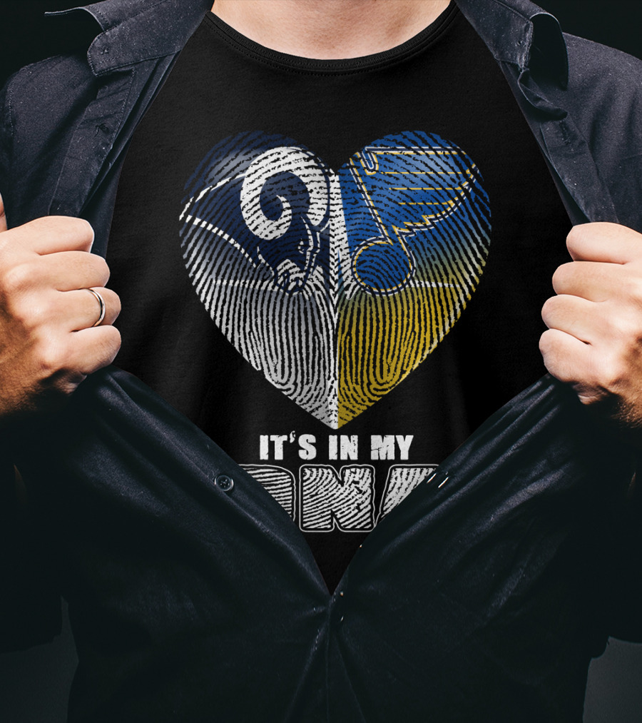 It's In My Dna Rams Blues Heart Fingerprint T-Shirt